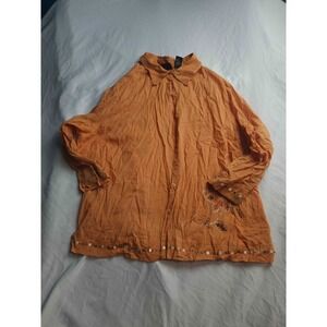 Parisian Signature Shirt Womens Size 2X Orange Button Up Long Sleeve Beaded